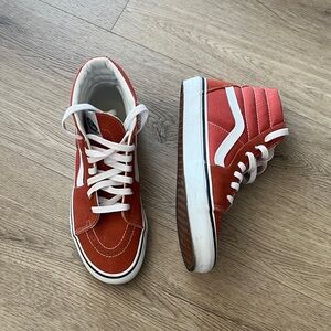 Rust Orange High-Top Suede Vans Sneakers